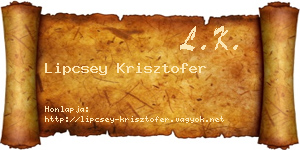 Lipcsey Krisztofer névjegykártya